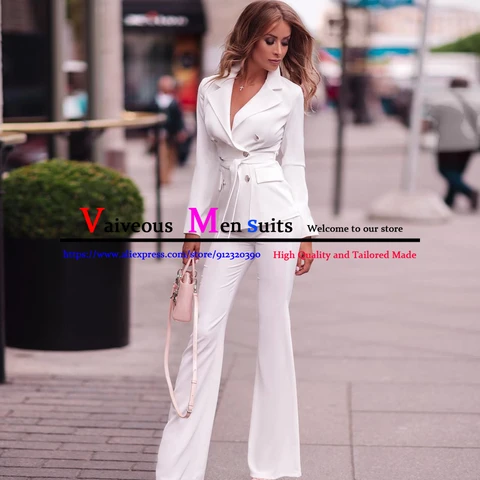 Женский облегающий костюм из двух предметов, Белый двубортный пиджак с расклешенными брюками для свадьбы, повседневная одежда для молодых девушек, весна 2022