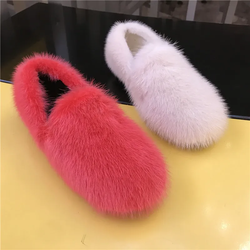 

Genuine Mink Fur Flat Loafers For Women Warm Winter Outdoor Shoes Ladies Chunky Sole Espadrilles New 2021 Collection