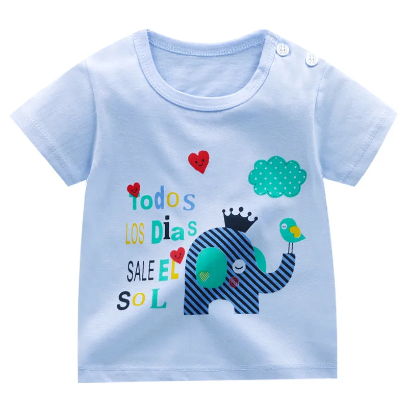 

Children's Clothing T-shirt for Girls Cotton Short-sleeved Casual Cartoon Smile Cat Tops Baby Boys Base Shirt Kids Print Garment