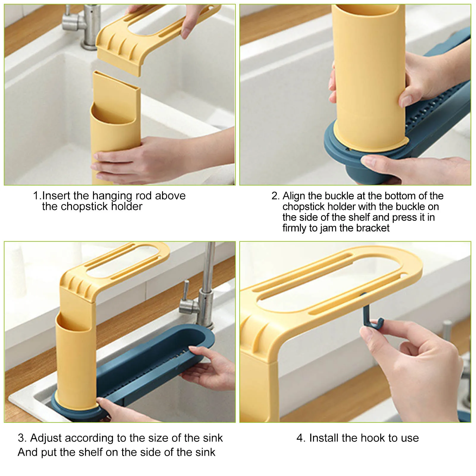 

Kitchen Storage Holders Racks Telescopic Sink Shelf Soap Sponge Drain Rack Basket Faucet Adjustable Bathroom Holder Organizer