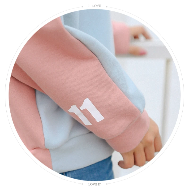 

2020 College Style New Long-sleeved Student Hoodies Sweet Color Matching Pullovers Women Loose Casual Women Hoodies