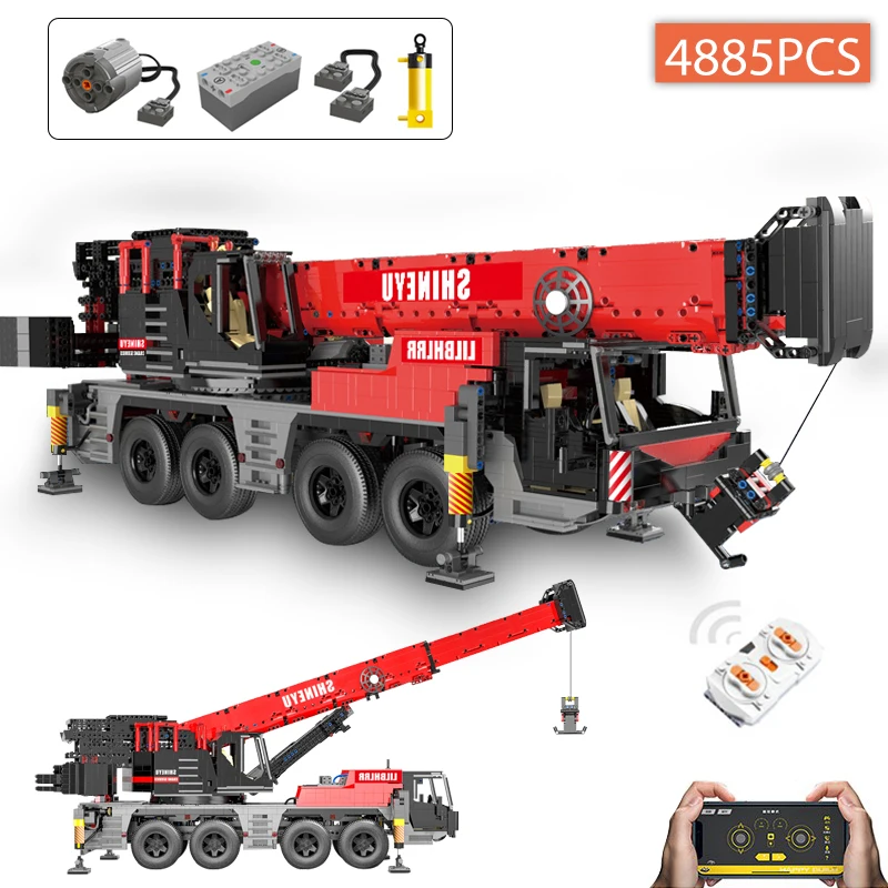 

4885pcs City Technical APP RC Engineering Crane Truck Car Building Blocks Remote Control Electric Vehicle Bricks Toys For Kids