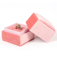 velet pink rings jewelry packaging box for women earrings necklaces display storage case 6 colors for wedding anniversary gifts