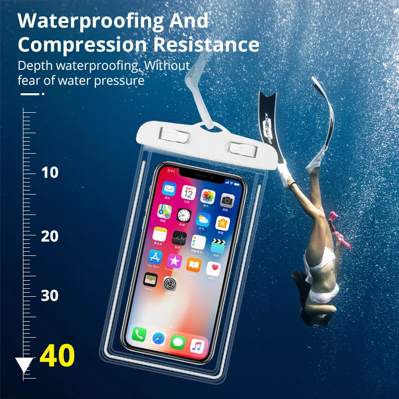 FONKEN Mobile Waterproof Case for Phone Water Proof dry bag for iphone 12 11 poco x3 funda underwater Camera Transparent cover