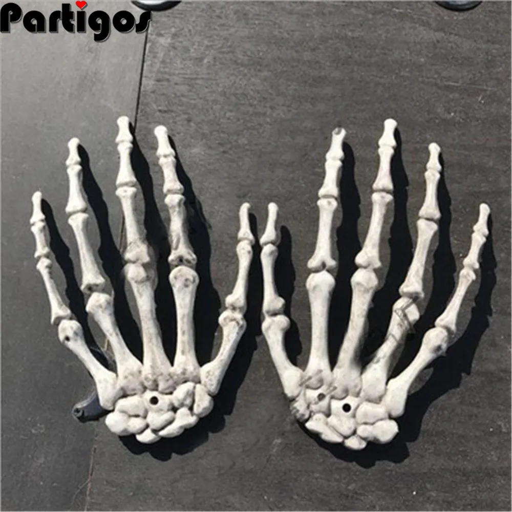 1 пара украшения для Хэллоуина реалистичные руки скелеты в натуральную величину