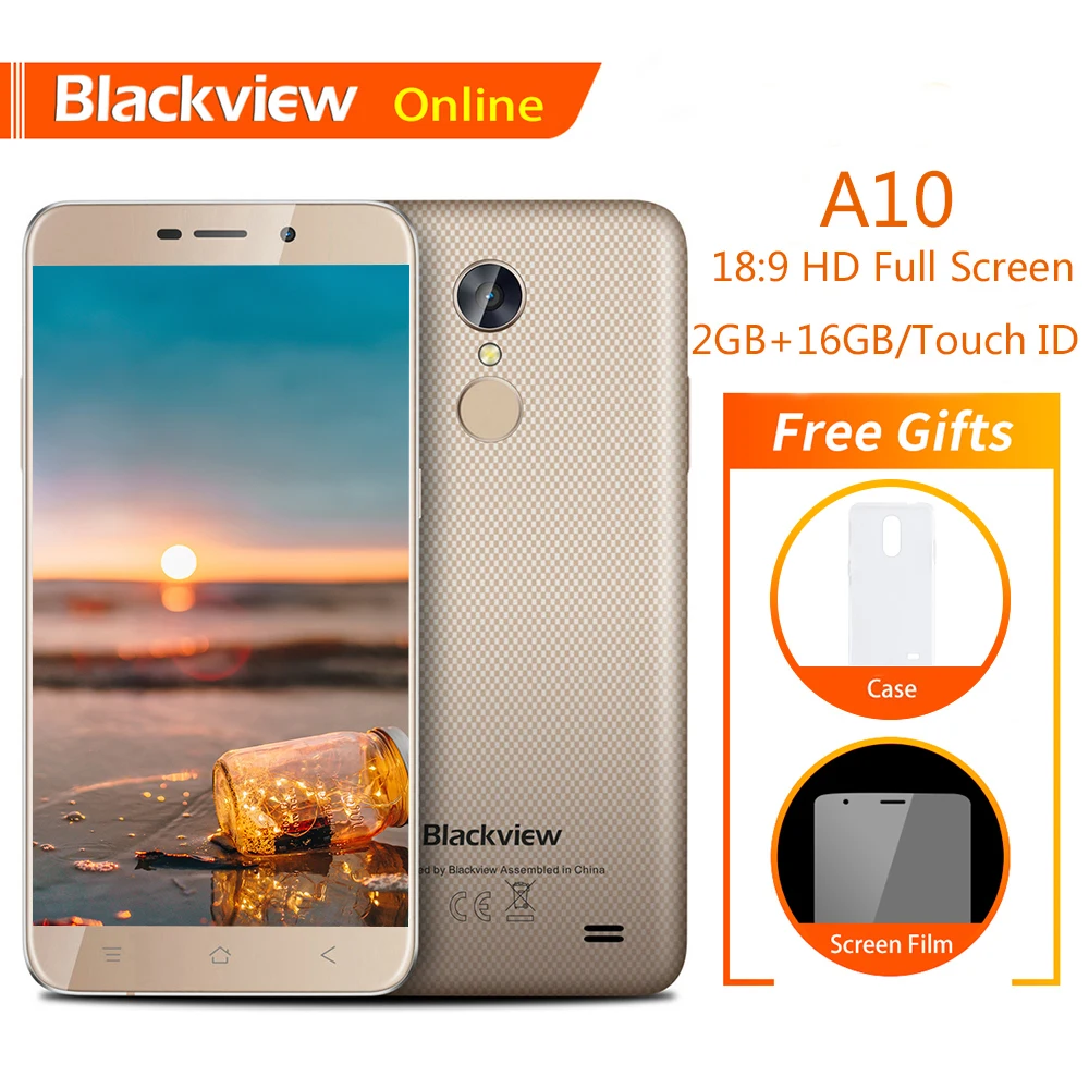 Blackview A10 оригинальный 5 0 &quotмобильный телефон HD 18:9 2 ГБ + 16 Android 7 4 ядра отпечатков
