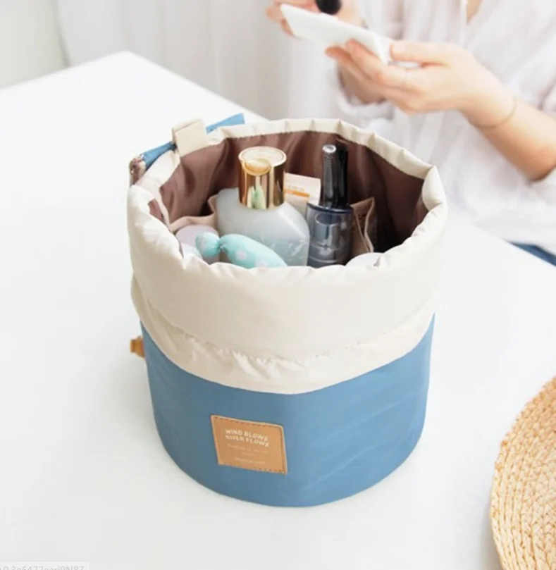 Цилиндрическая косметичка большая емкость для путешествий водонепроницаемая