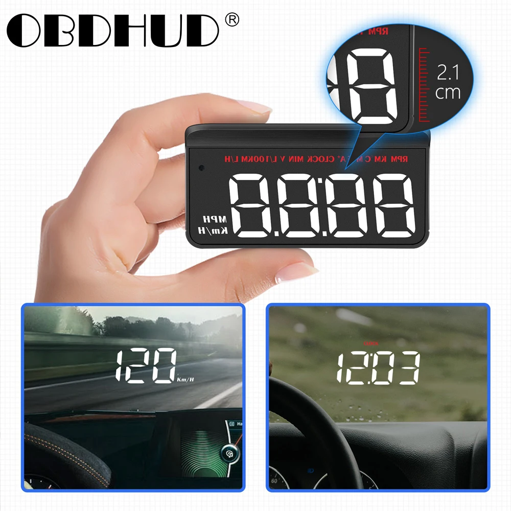 

New M5 Newest HUD Head-Up Display OBD2 Model Car-Styling Overspeed Warning Windshield Projector Alarm System Universal Auto 2021