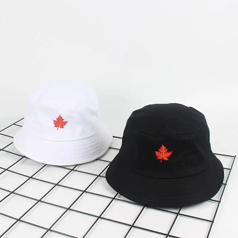 

2019 Cotton Leaf Embroidery Bucket Hat Fisherman Hat Outdoor Travel Hat Foldable Sun Cap Hats for Men and Women 537