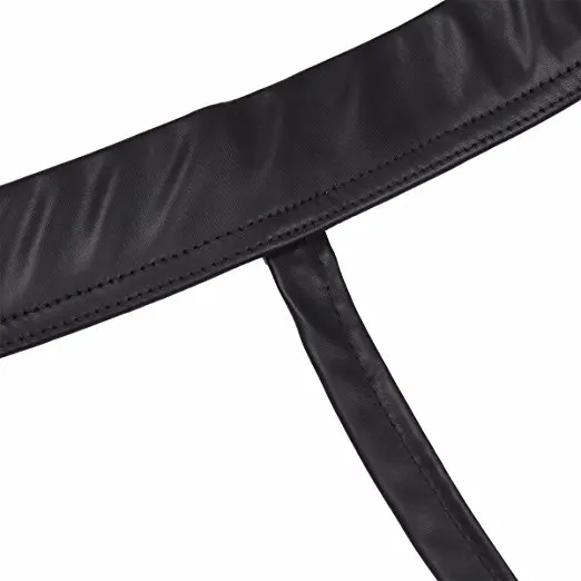 Стринги из искусственной кожи сексуальные мужские Черные стринги бикини кожи|pouch