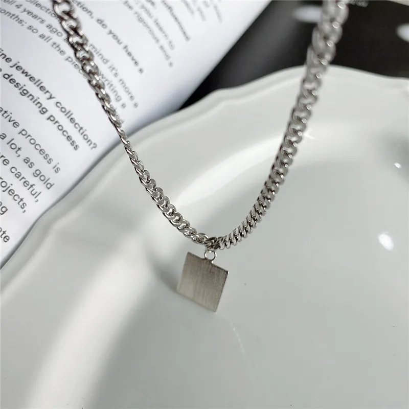 

ORyana 925 Sterling Silver Necklace For Men Square Shape Pandent Necklace For Women Chain Wide Chain Necklace Fine Jewelry Gift