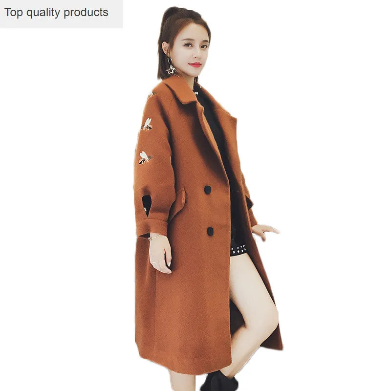 

Женское шерстяное пальто с вышивкой, на осень и зиму, LH1299