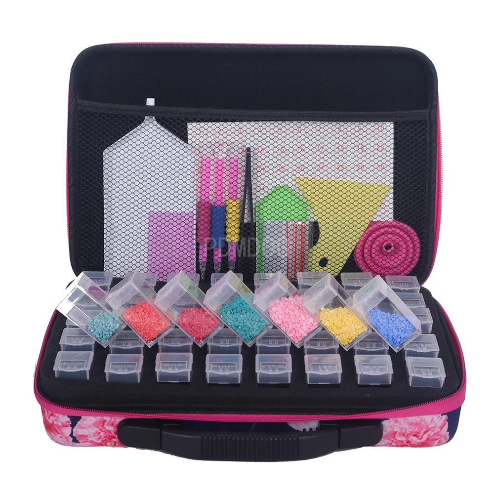 

Container BagJewelry Box Cosmetic Bag Diamond Painting Golden Storage Box Accessories Tools Carry Case 40/54/60/70/80 Bottles