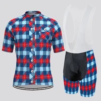 muticolor plaid checkered cycling shirt men short sleeve cycling jersey mtb road bike cycling clothing apparel