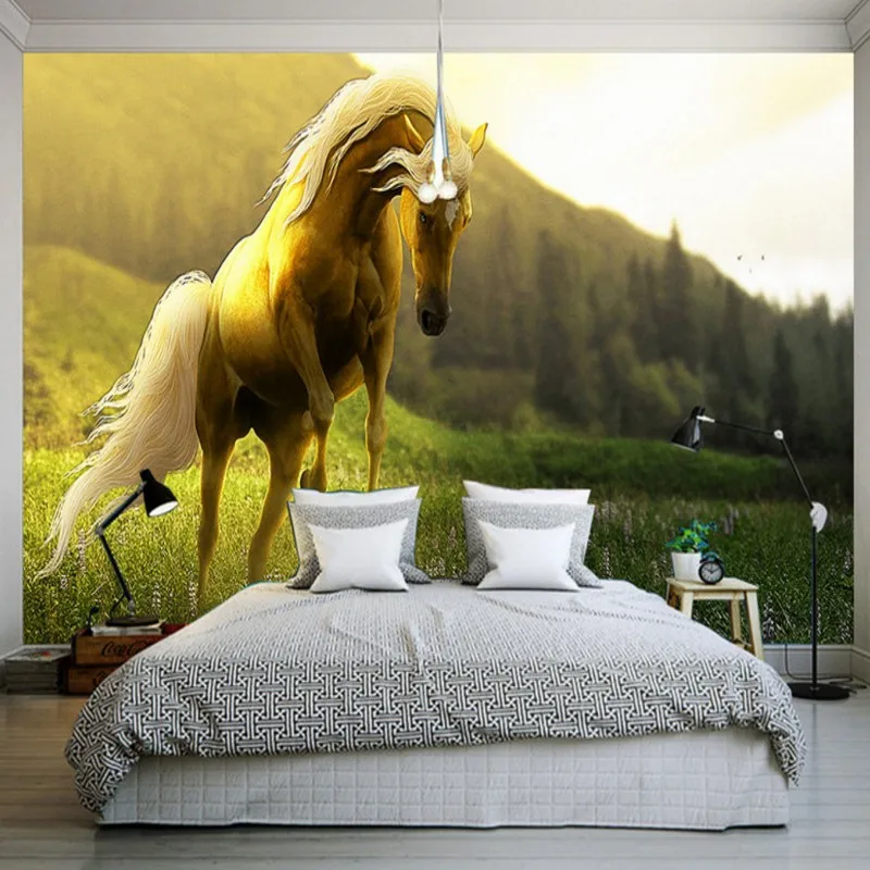 

Drop Shipping Wallpaper For Walls 3 D Spectacular Horse Landscape Wall Wallpaper Guest Room Office Balcony Decoration Mural