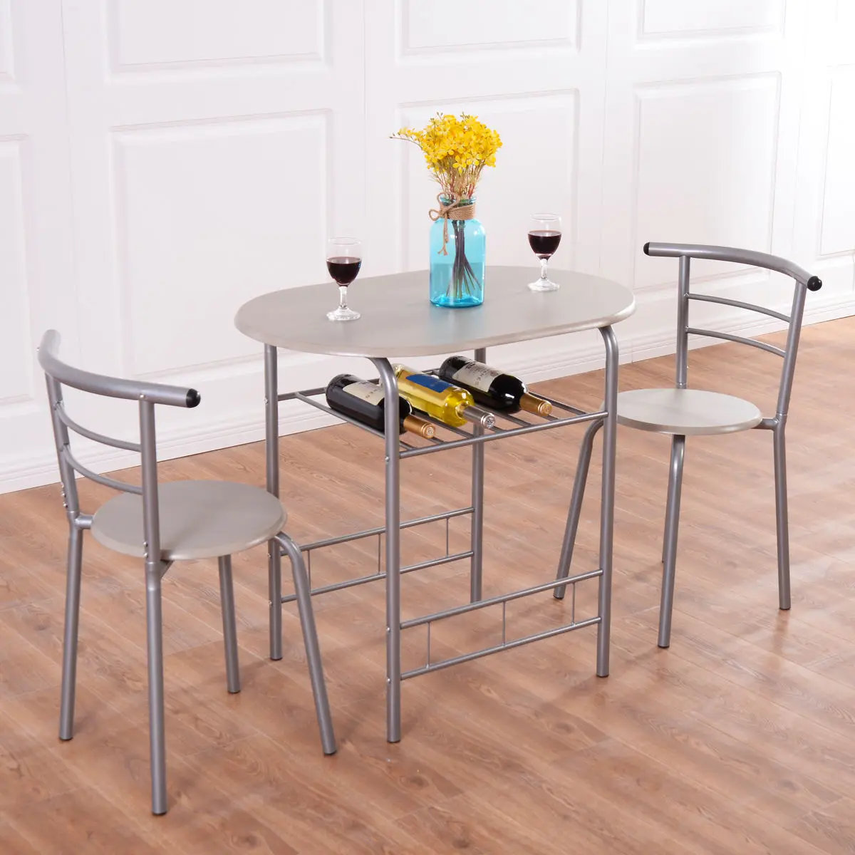 

Costway 3 Piece Dining Set Table 2 Chairs Bistro Pub Home Kitchen Breakfast Furniture