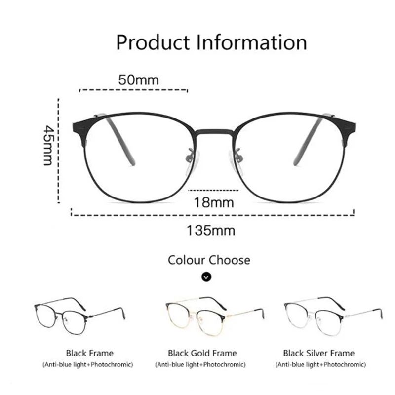 

Unisex TAC Polarized Sunglasses With Photochromic Lens Classic Anti Blue Light Glasses Frame Computer Gaming Eyeglasses Outdoor