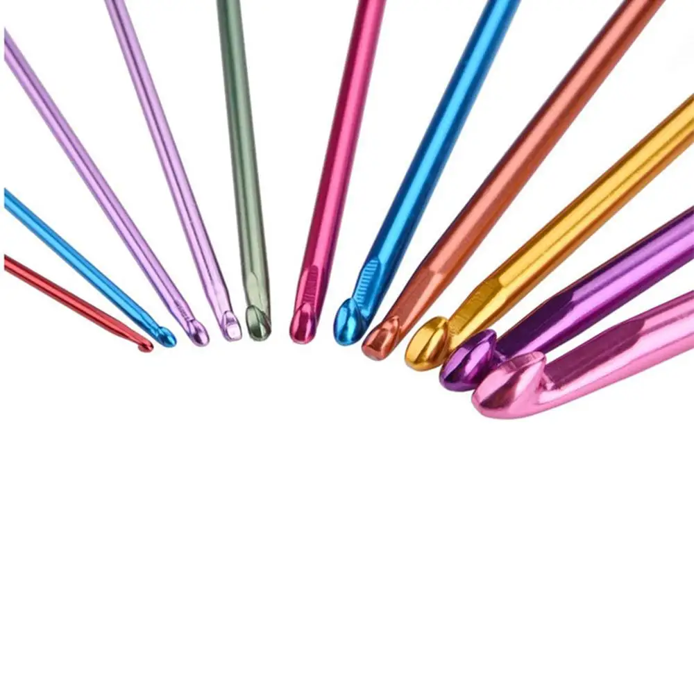 11pcs/set Knitting Needles Pins Straight Aluminum Crochet Hooks Needle Set DIY Weaving Tool long sweater scarf needle | Дом и сад
