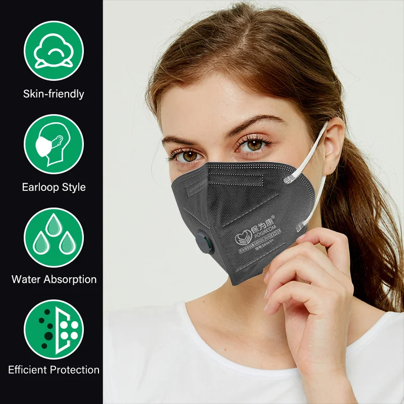 

FFP2mask with Valve Activated Carbon 6-Layer Face Mask Powecom Comfortable Protection Face Masks Respirator ffp2mask mascarillas