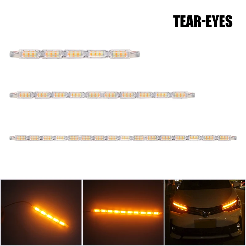 2 шт. светодиодные полосы со слезными глазами сигнальные огни DRL белый Янтарный