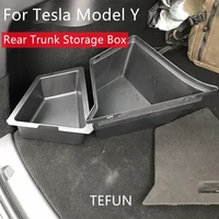 tefun for tesla model y rear trunk side storage box fire extinguisher partition board left and right storage box car accessories