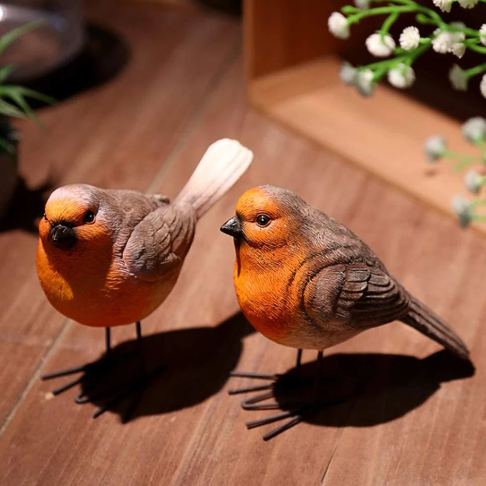 

Bird Model Resin Bird Ornaments Sculpture Lifelike Craft Statue Fairy Garden Decor 2PCS Ornament Indoor Yard Decor Kids Toy Gift