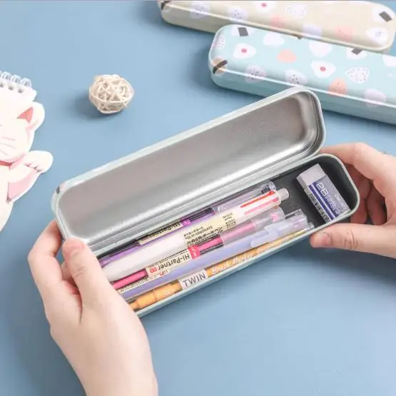 Минимализм железа Kawaii детские подарки металлический Железный симпатичный футляр для карандашей корейский маленький металлический канцелярский пенал для школьных принадлежностей Горячие S