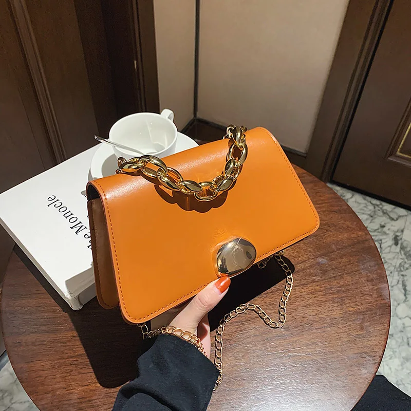 

2021 New Fashion Ladies Thick Chain Bags Luxury Designer Handbag Women's Shoulder Crossbody Bag Female Sac Pu Leather Travel Bag