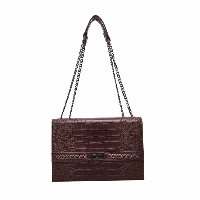 Vintage Fashion Crossbody Bag 2019 New Quality Leather Women's Designer Handbag Crocodile pattern Chain Shoulder Messenger | Багаж и