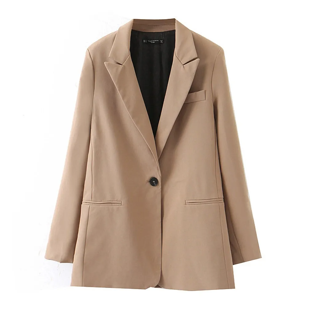 Женский блейзер на пуговицах SAGACE однотонный с длинным рукавом в европейском и