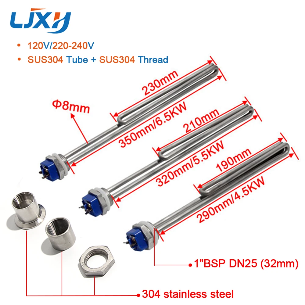 LJXH 120V/220~240V DN25 1"BSP 32mm Thread Tube Heater Immers
