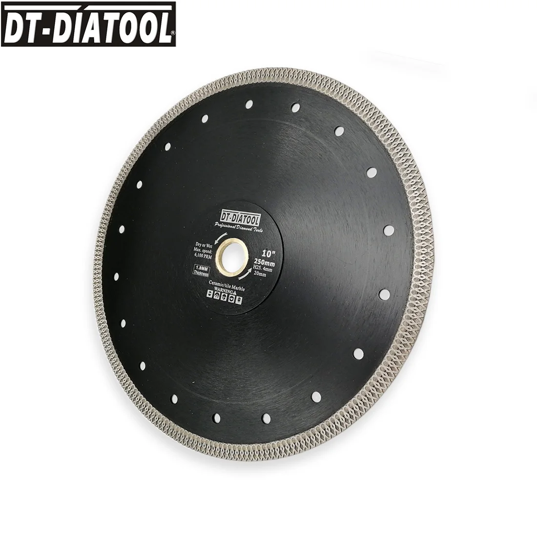DT-DIATOOL 1pc Diameter 250mm/10inch Hot-pressed Premium Diamond Saw Blade X Mesh Turbo Cutting Disc Dry or Wet Wheel | Инструменты