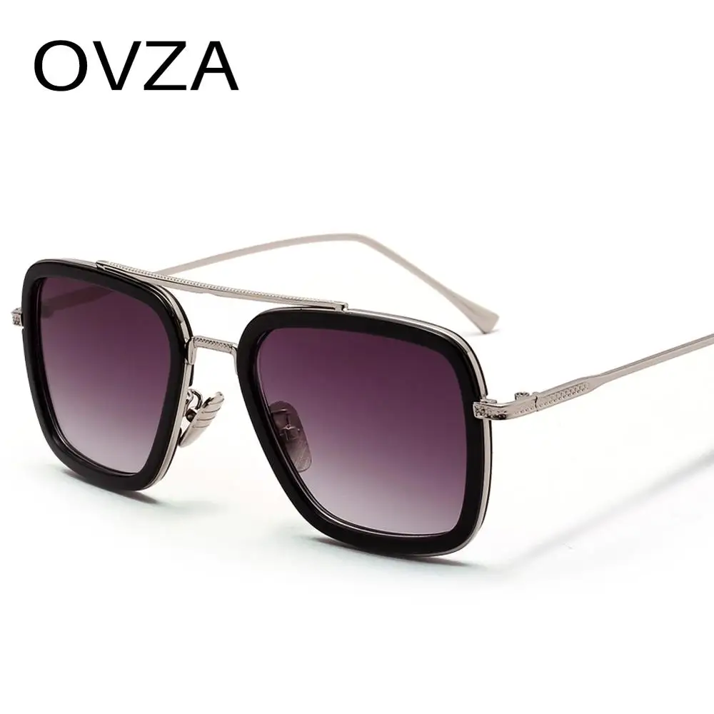 OVZA Модные солнцезащитные очки мужские прямоугольные двухлучевые UV400 Солнцезащитные очки женские брендовые Дизайнерские высокого качества S1089