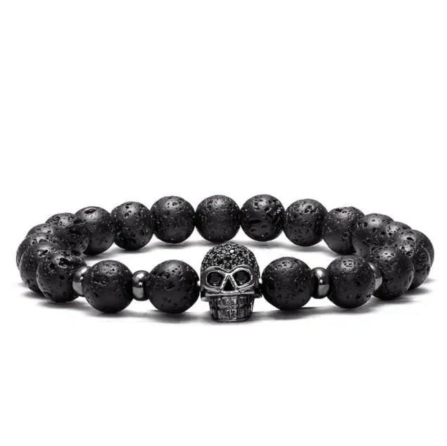 Эластичные золотистые/Серебристые/медные фианитовые бусины 8 мм с черепом из