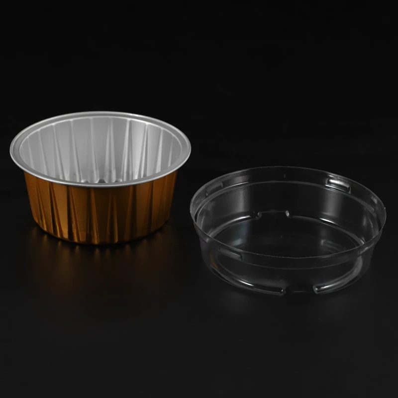 

HOT 100Pcs Disposable Aluminum Foil Baking Cups Creme Brulee Dessert Oval Shape Cupcake Cups with Lids Cake Egg Tools