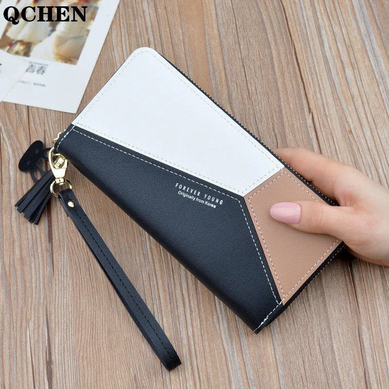 Женские кошельки с длинной молнией роскошные брендовые кожаные дизайнерский