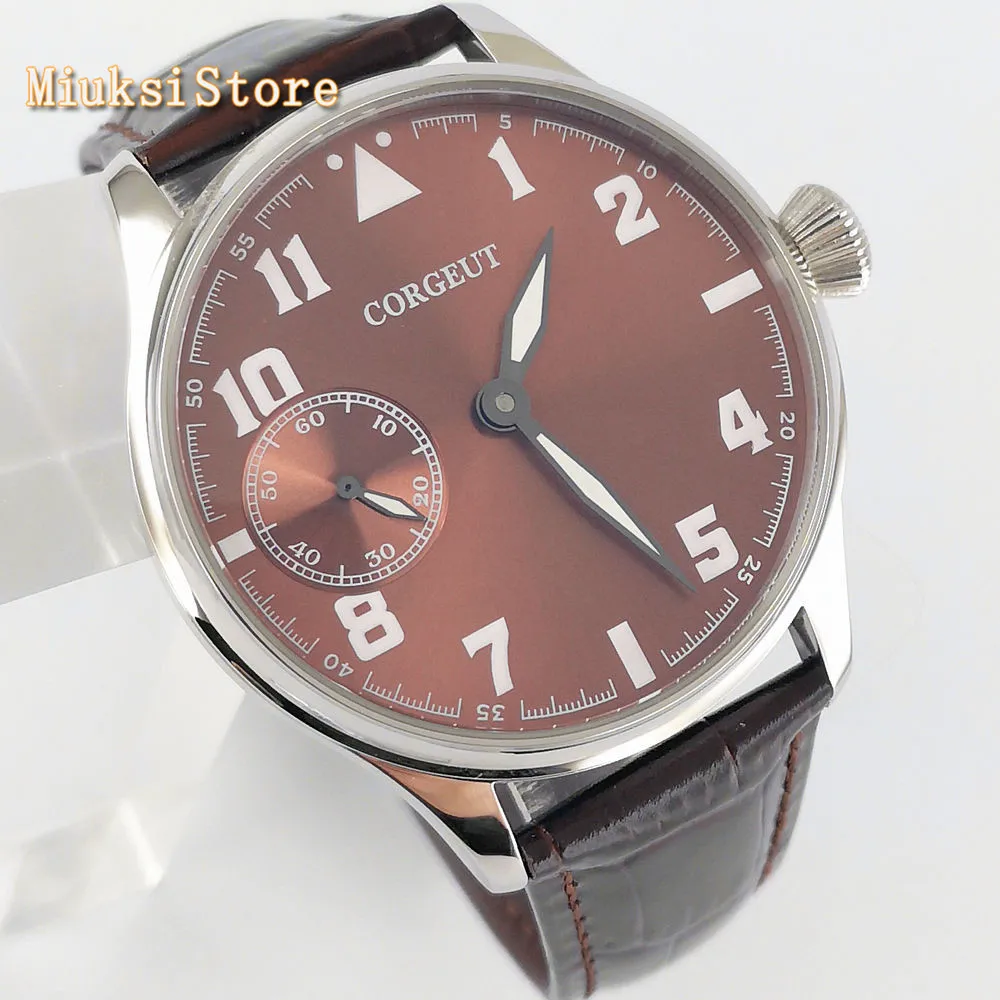 Мужские механические часы с серебристым циферблатом и кожаным ремешком |