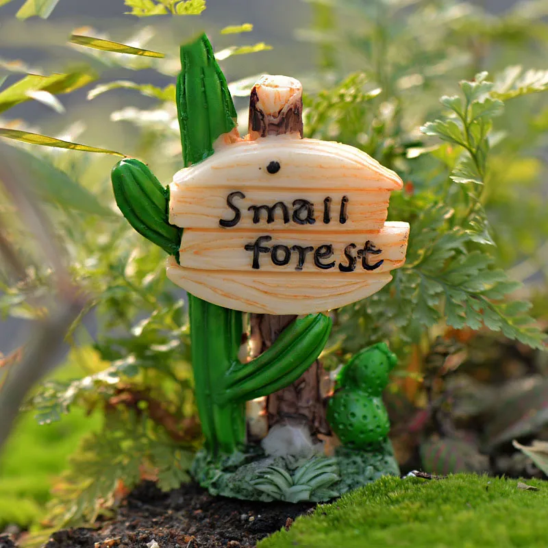 AQ простой стиль маленький лес кактус деревянный уличный знак торт на день