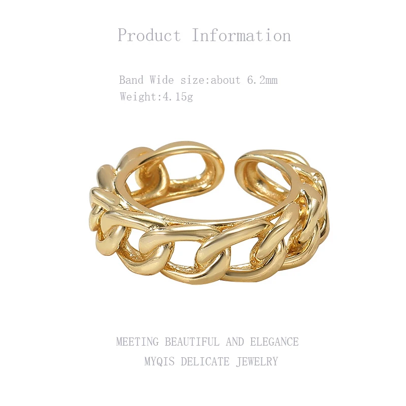 

Vintage Jewelry Hollow Chain 18K Gold Rings Stamp S925 2021 Trend Adjustable Finger Wedding Ring For Girl Women Office 2019
