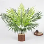 Зеленые искусственные Пальмовые Листья, пластиковые растения, ветка Тропического Дерева, искусственные растения, джунгли, Декор для дома и сада, аксессуары для свадебных украшений