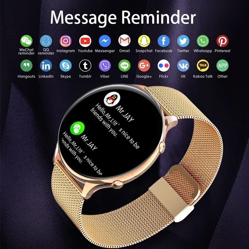 Новинка 2021 модные женские Смарт-часы сенсорный экран водонепроницаемый браслет