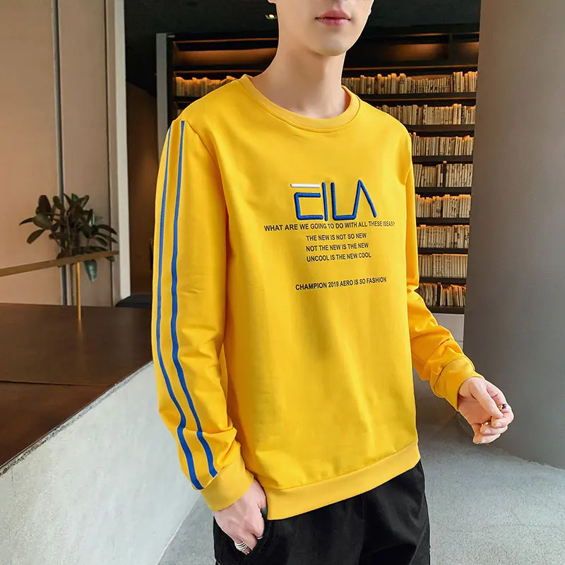 

RR16 spring and autumn new sweater men's Korean leisure sports round neck letter embroidery T-shirt with men's fashion