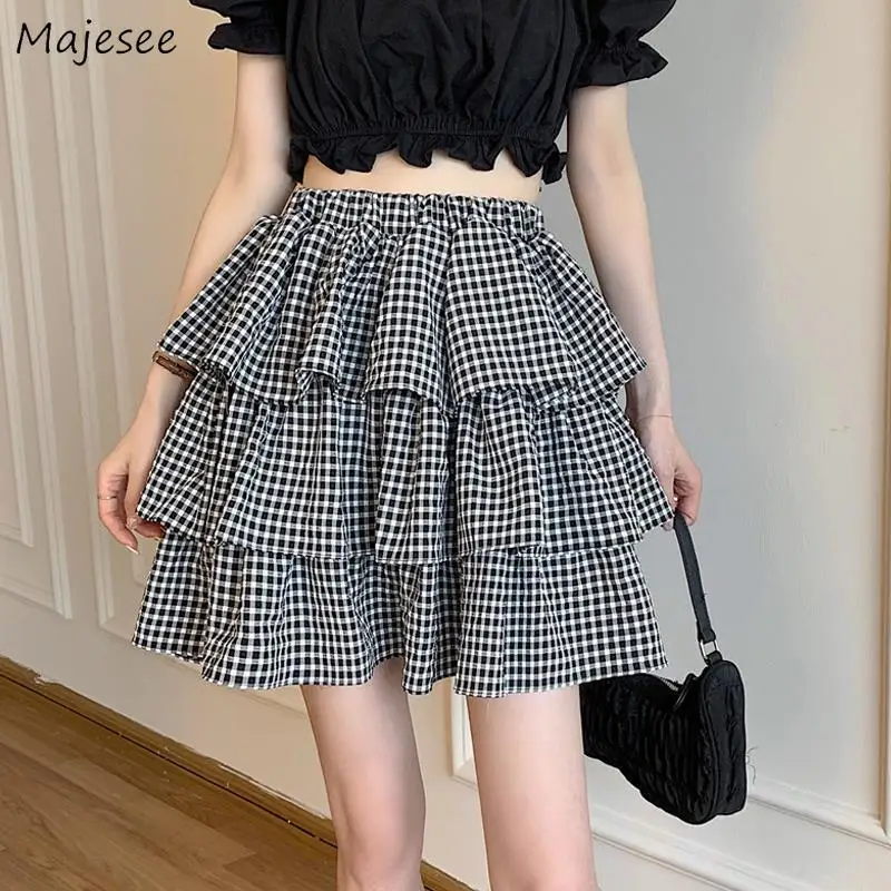 

Mini Skirts Women Plaid Baggy Casual Summer Stylish Korean Style High Waist Streetwear Chic Student All-match Feminine Daily New