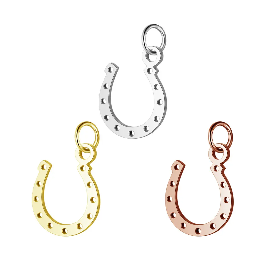 

Horseshoe Pendant Fully Polished Laser Cut Stainless Steel Jewelry Gold Plated U-shaped Horseshoe Pendant Fitting