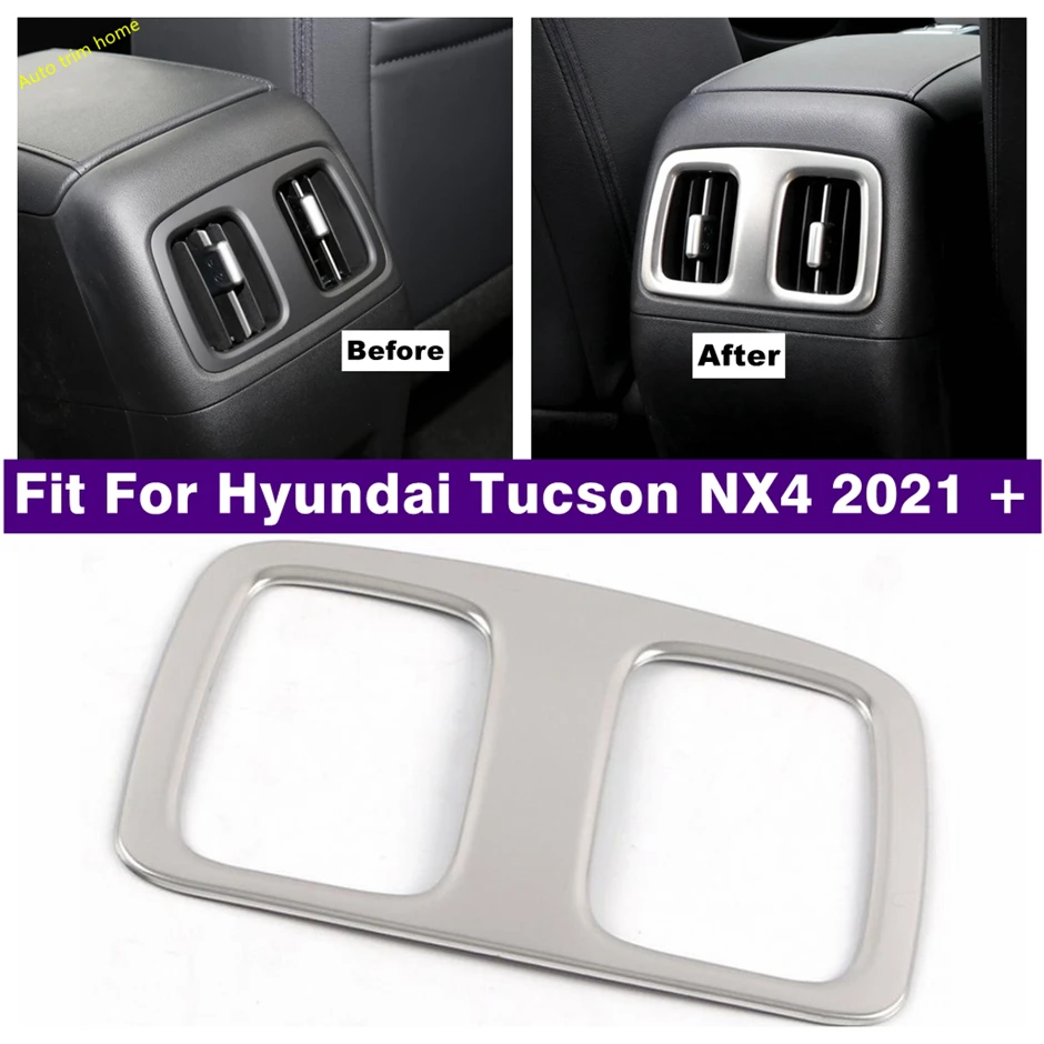 

Car Accessories Rear Air Conditioning AC Vent Outlet Armrest Box Frame Cover Trim Fit For Hyundai Tucson NX4 2021 2022 Silver