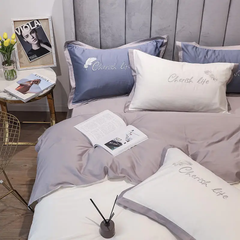 Комплект постельного белья из чистого белого египетского хлопка простыня