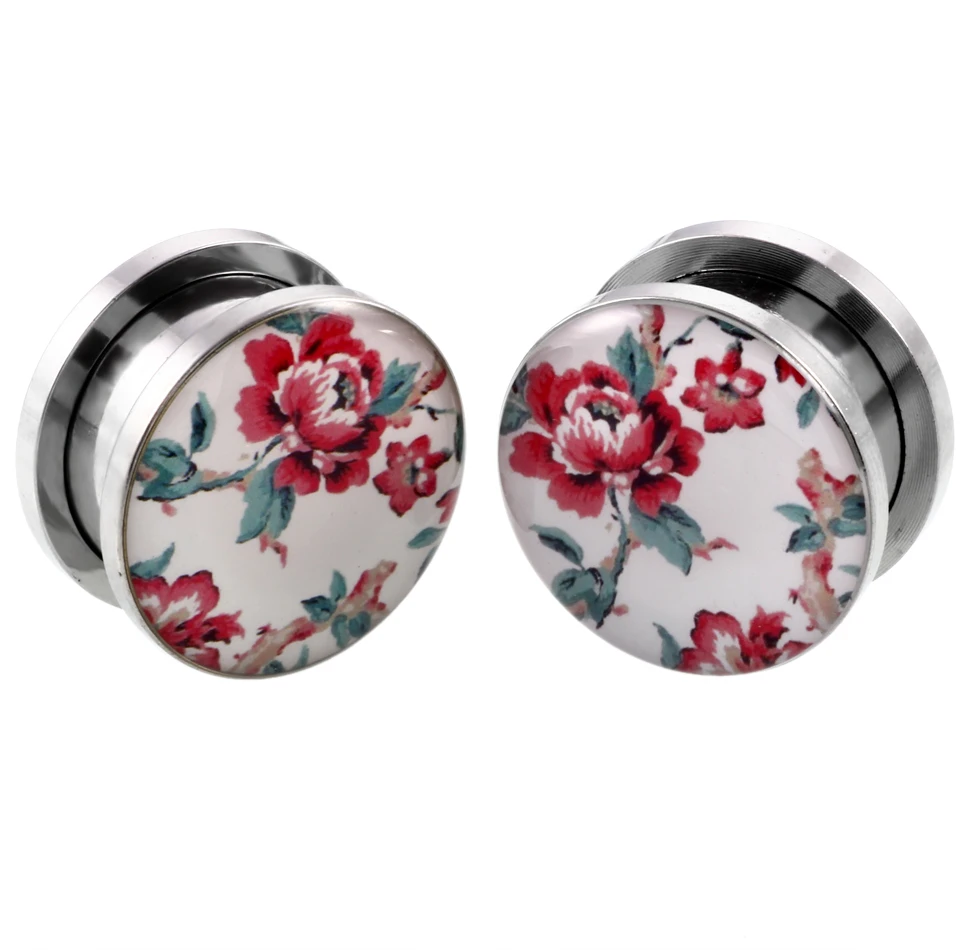 2Pcs Stainless Steel Screw Fit Ear Flesh Tunnel Plugs Simple Style Gauges Piercing Double Curved Saddle Expander Stretcher | Украшения и