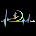 Симпатичные с ведьмой Луной и веник сердцебиение винил Обёрточная бумага Декор наклейки аксессуары для автомобиля, автомобильные наклейки, 13,7 см * 7,3 см