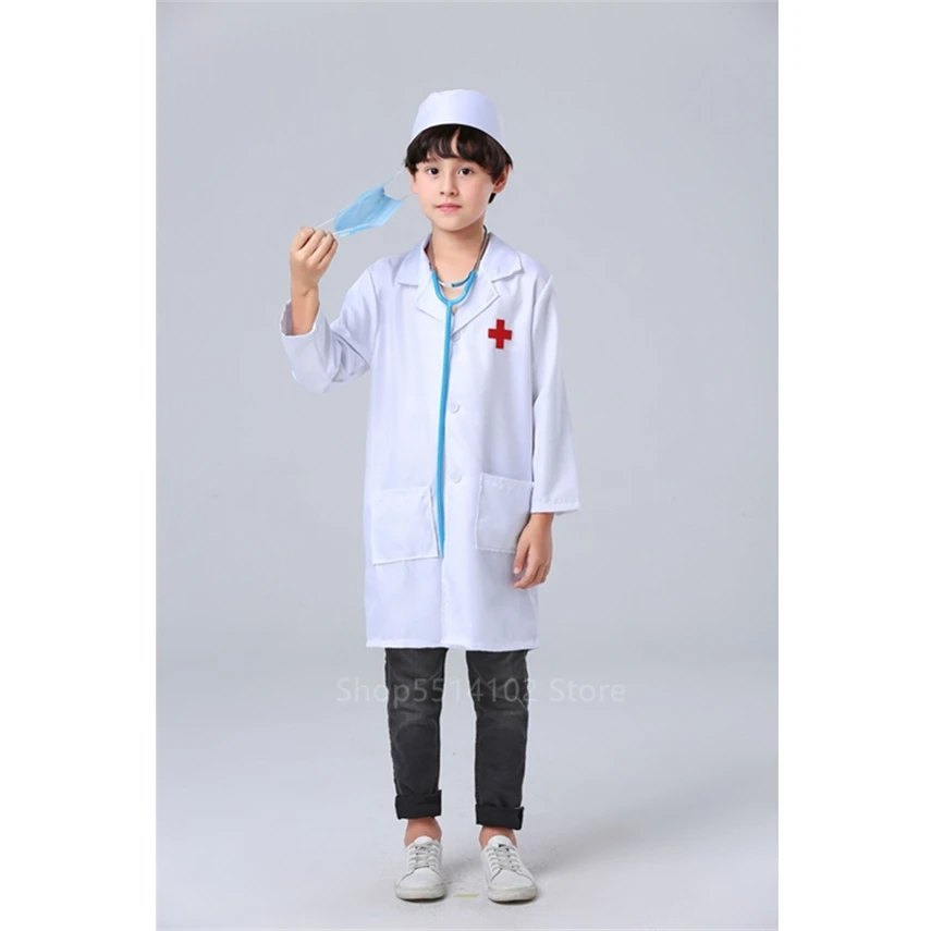 2022 Children Surgical Uniform Cosplay Clothing Toys Halloween Kids Hospital Cross Veterinary Girl Boy Carnival Fancy Party Wear |