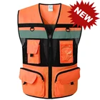 Светоотражающий жилет для автомобиля и мотоцикла, летняя сетчатая Защитная жилетка с высокой видимостью Предупреждение предупреждения о дорожном движении, 2021